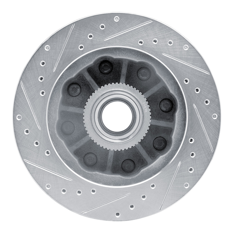 Chevrolet Suburban Brake Rotor (1) - Front Right - R1 Concepts - Drilled & Slotted - Silver - `92-`02